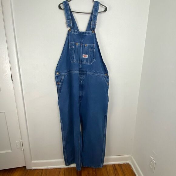 Round House Mens 50 Denim Bib Carpenter Overalls Unisex Vintage Work Granola - Picture 13 of 15